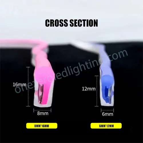 slim led neon 6mm led neon 8mm led neon cross section